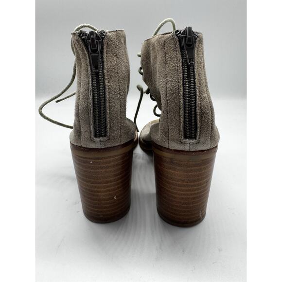 Jeffrey Campbell Light Brown Cors Suede Lace Up Sandals Block Heel Sz 7 Grunge - Picture 7 of 11
